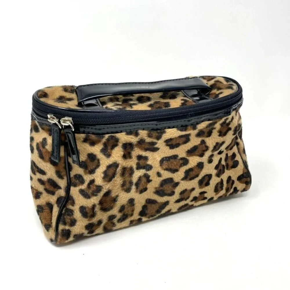 Lancome Animal Print Top Zip Makeup Cosmetic Bag Travel Storage NWOT
